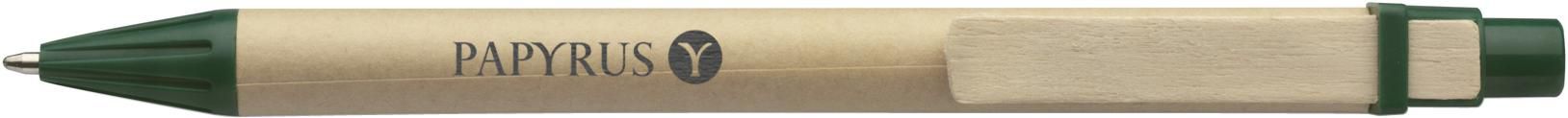 Kugelschreiber Kartoni – Papierhülse – Holzclip, grün