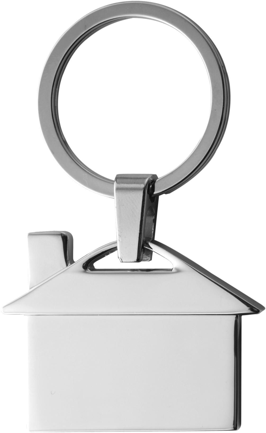 Keychain Mika – Metal – House shape, silver