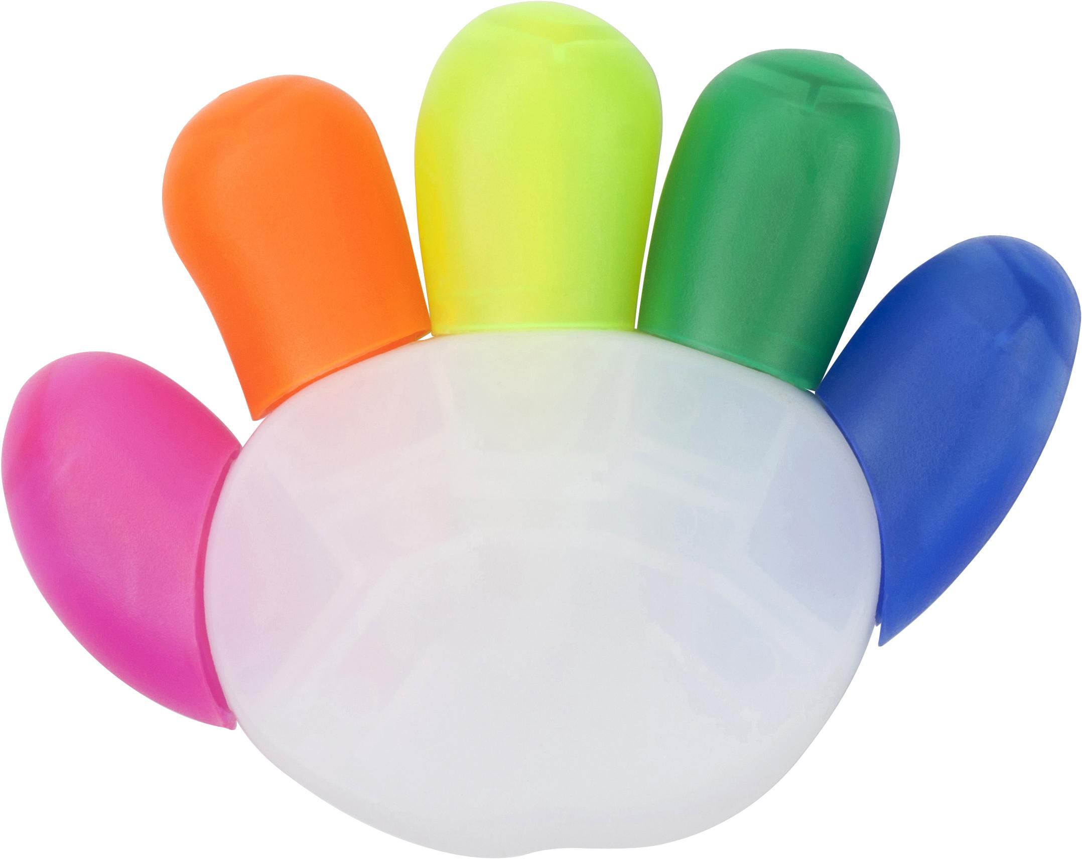 Textmarker Sierra – 5 Farben – Handform, custom/multicolor