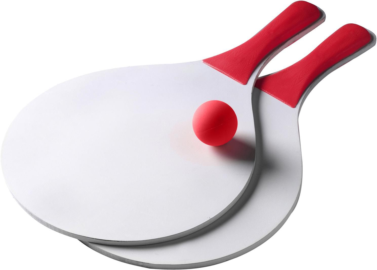 Beach bat set Fabien – Wooden – 2 bats and ball, red