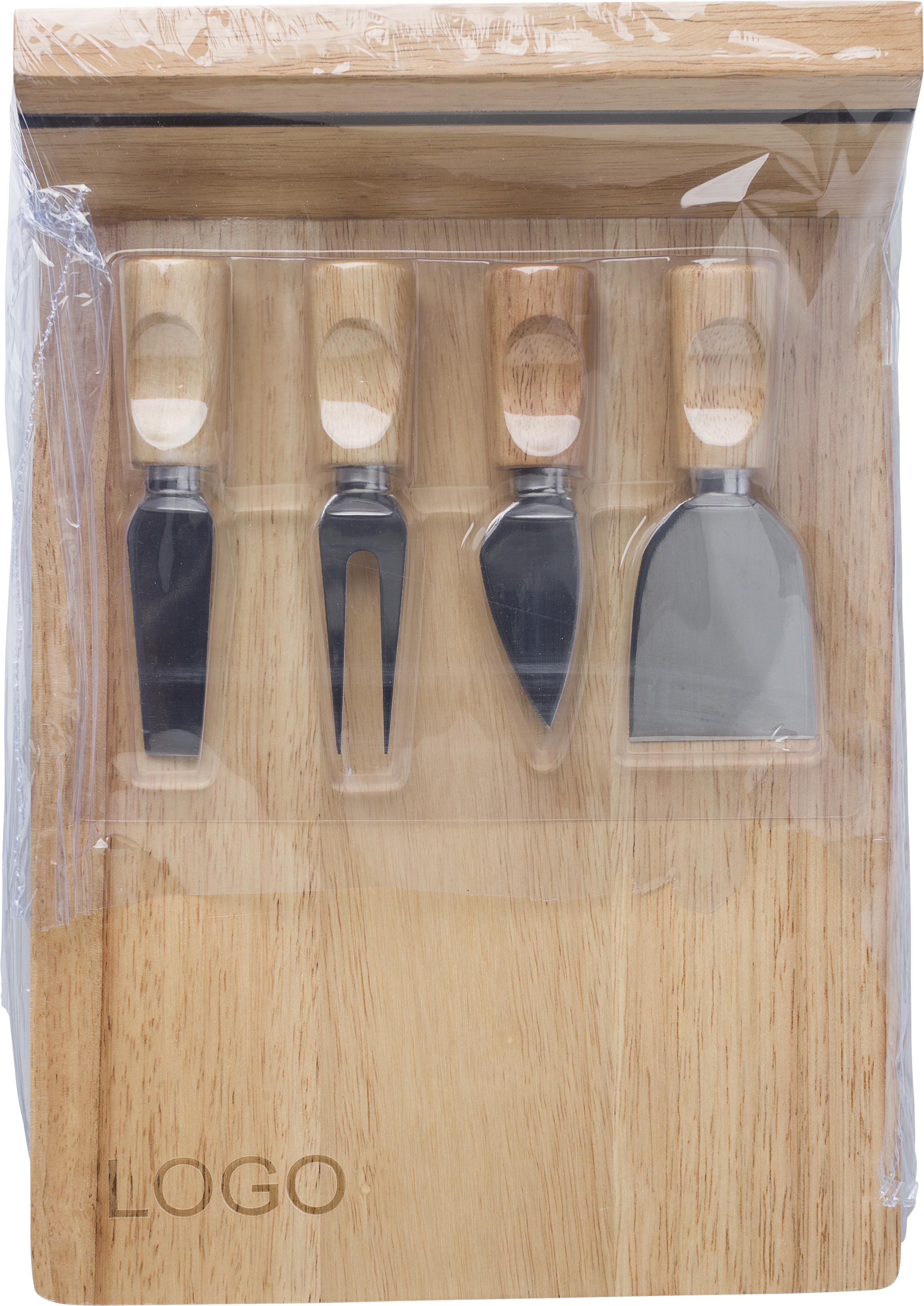 Cheese board set Arlo – Bamboo – 4 pcs, brown