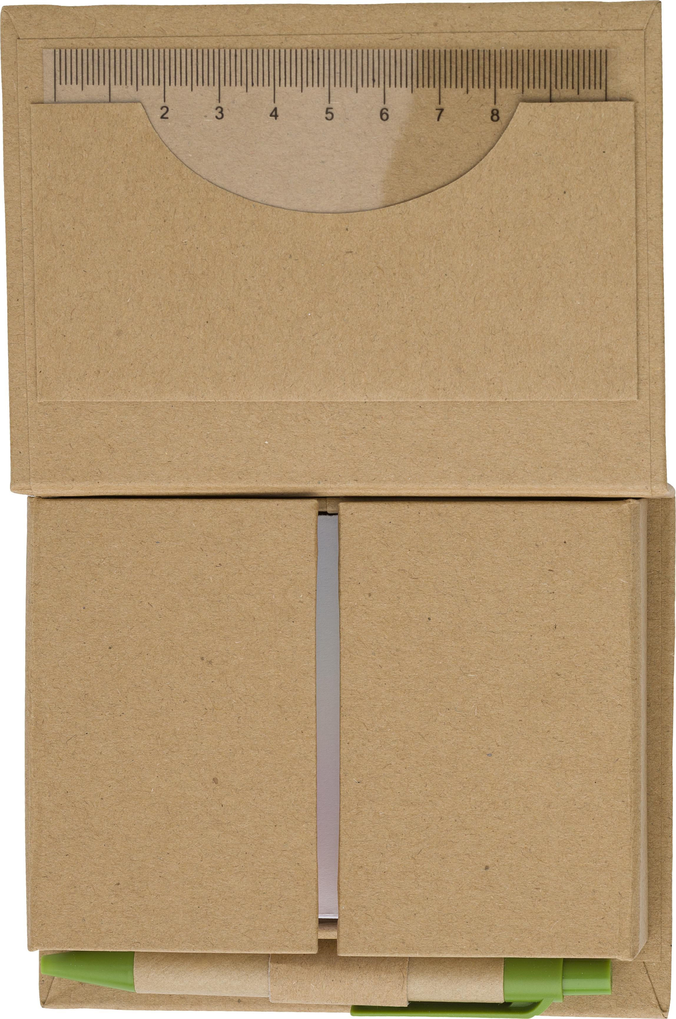Memo holder Glenn – Cardboard – With ruler and ballpen, light green