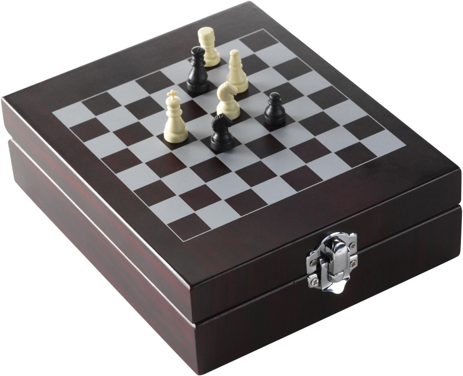Wine set Renée – Wooden case – Chess board lid – 4 pcs, brown