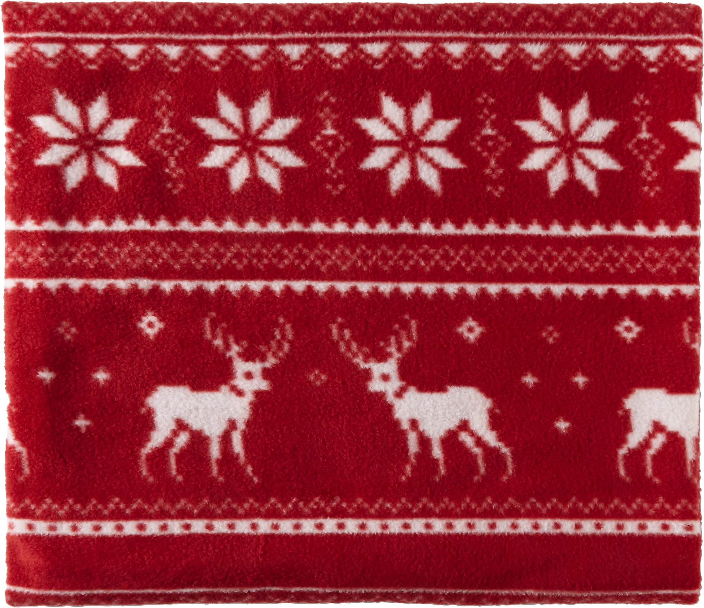 Couverture polaire Jane – Motif renne, rouge