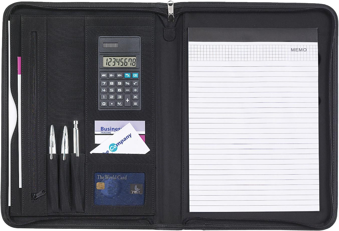 Conference folder Rianna – Microfiber – A4 – With calculator, black