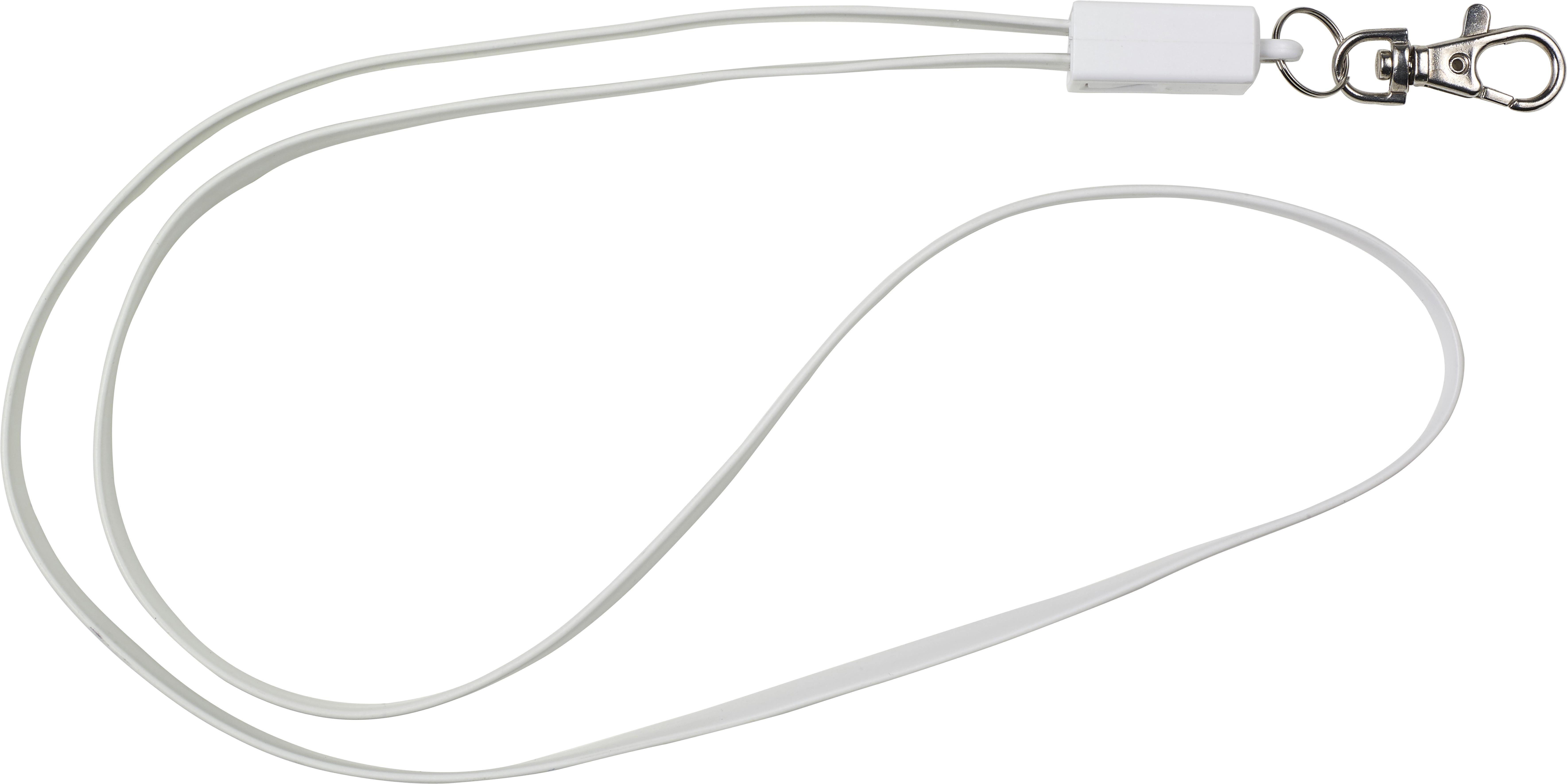 Schlüsselband mit Ladekabel Marguerite – 3-in-1, weiß