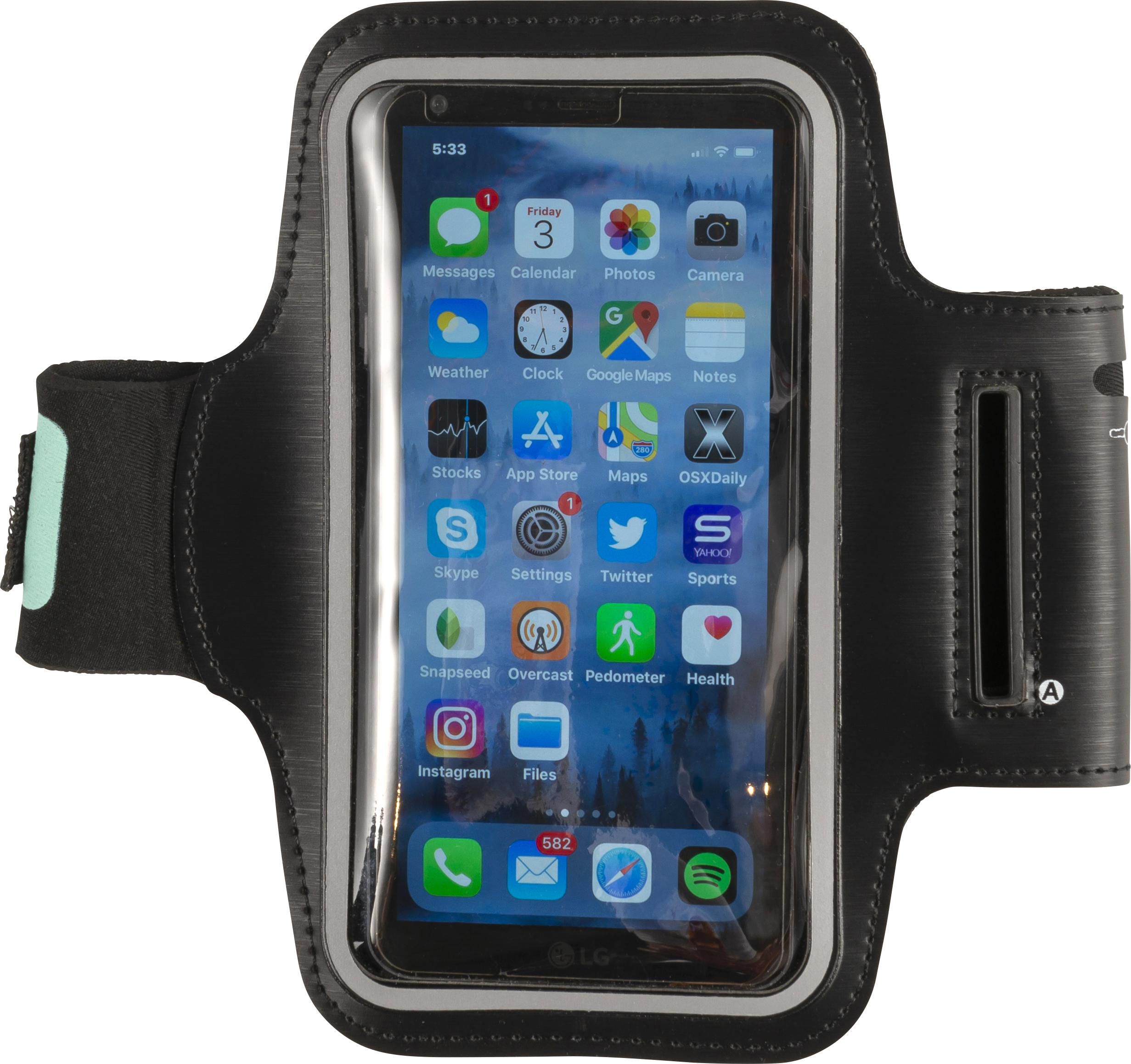 Telefonarmband Danny – Kunststoff und Klettverschluss, schwarz