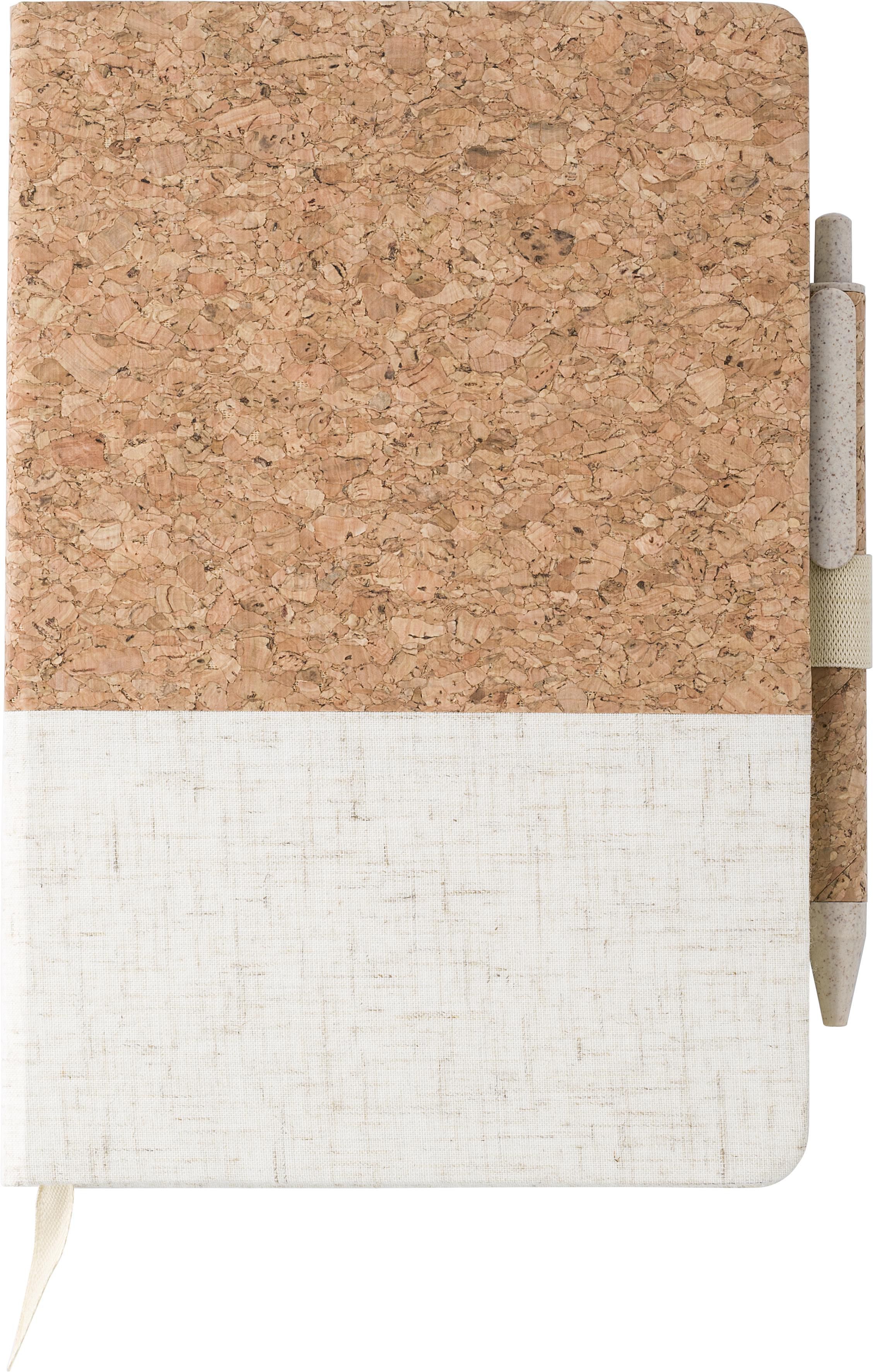 Notebook set Kenzo – Cork linen – With ballpen, brown