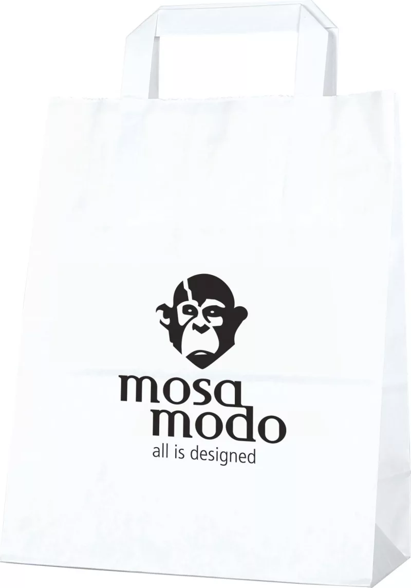 Paper shopping bag Flat handle 25 x 17 x 33 cm, blanc