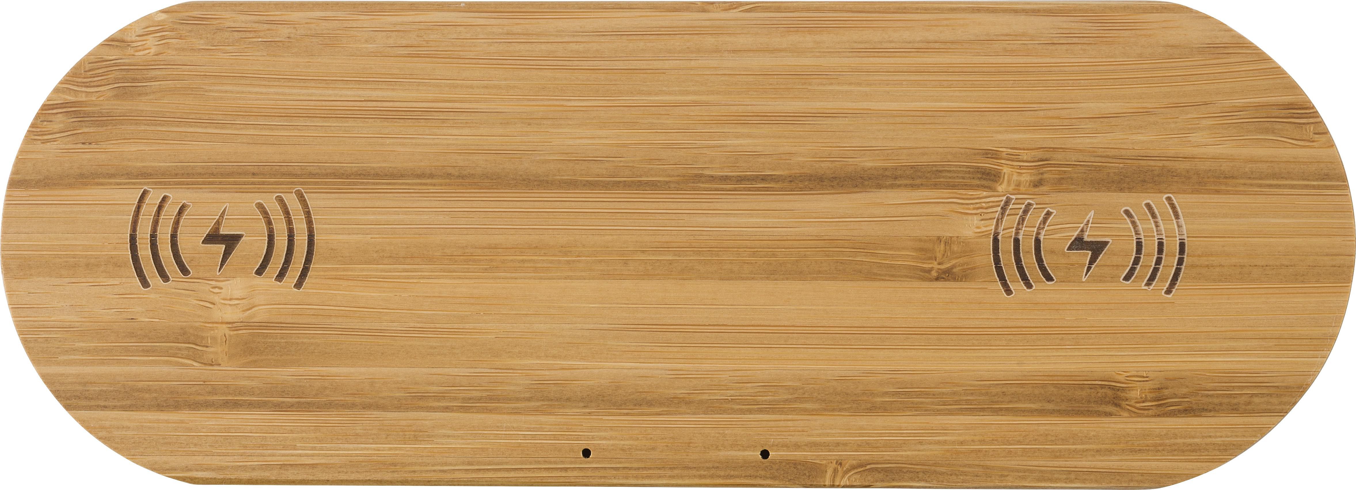 Wireless charger Tatum – 2-in-1, bamboo