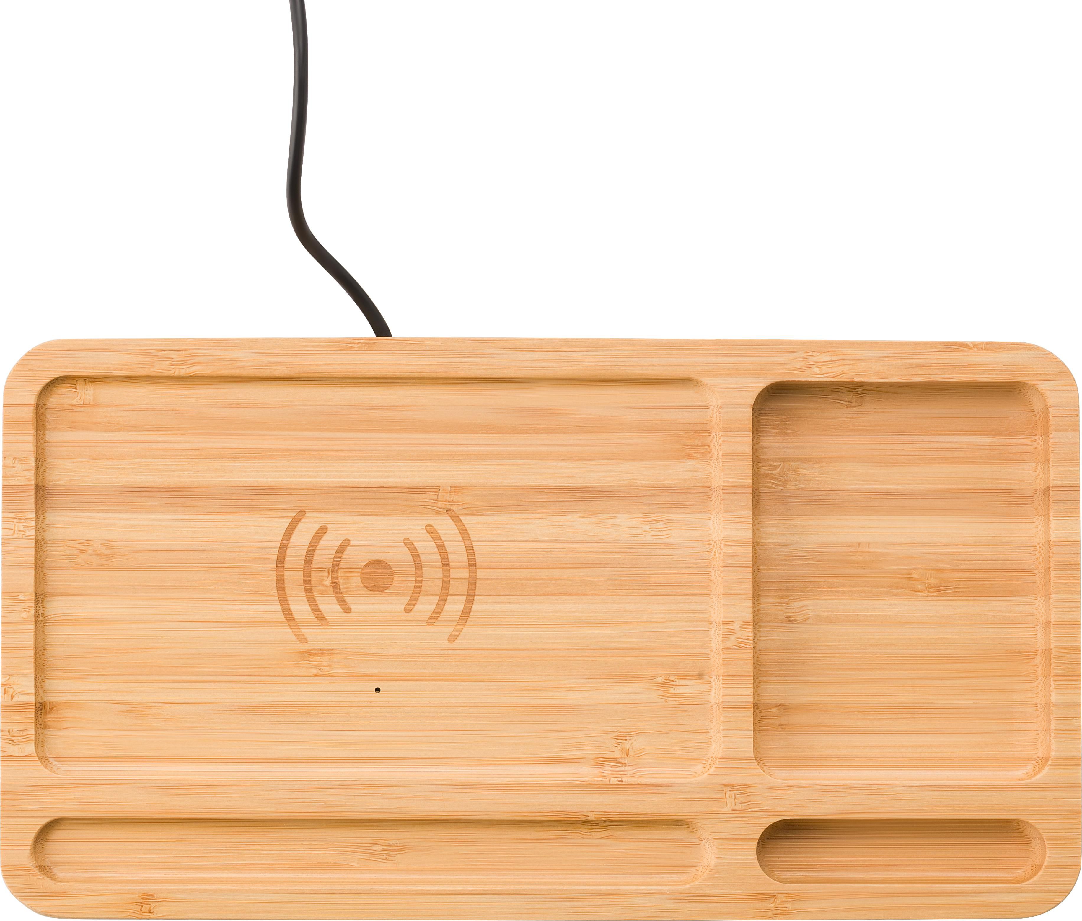 Wireless charger Faye – Bamboo – Desk organizer, bamboo