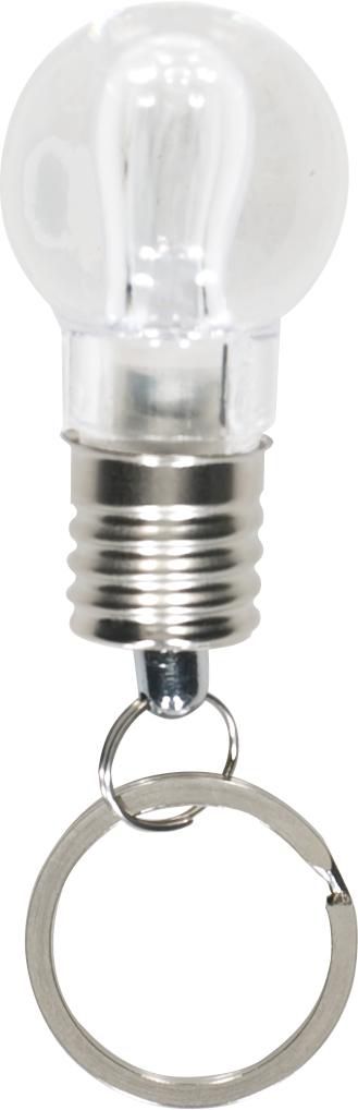 Schlüsselanhänger Hakeem – Kunststoff – Glühbirnenform – LED, silber