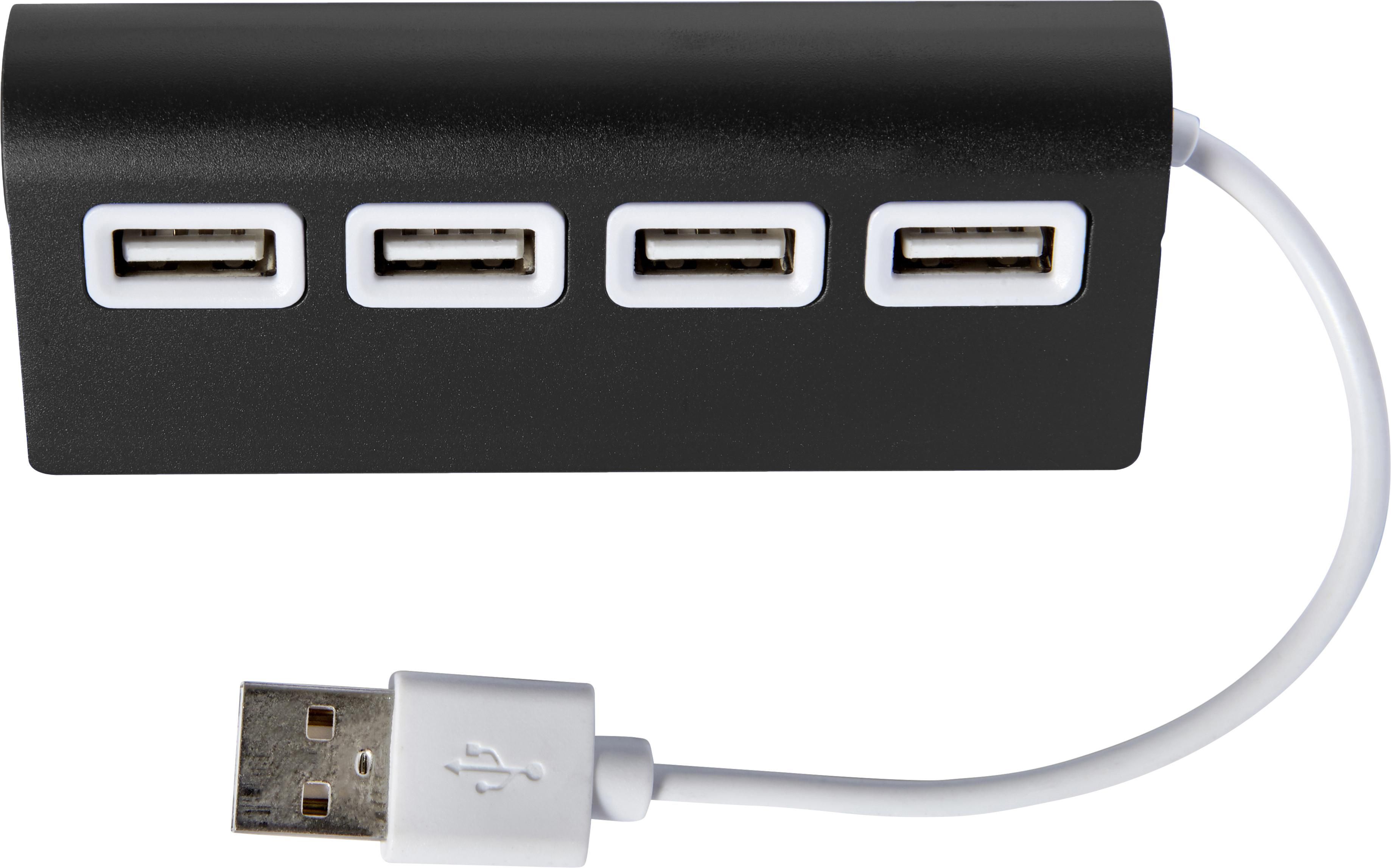 USB-Hub Leo – Aluminium – 4 Anschlüsse, schwarz