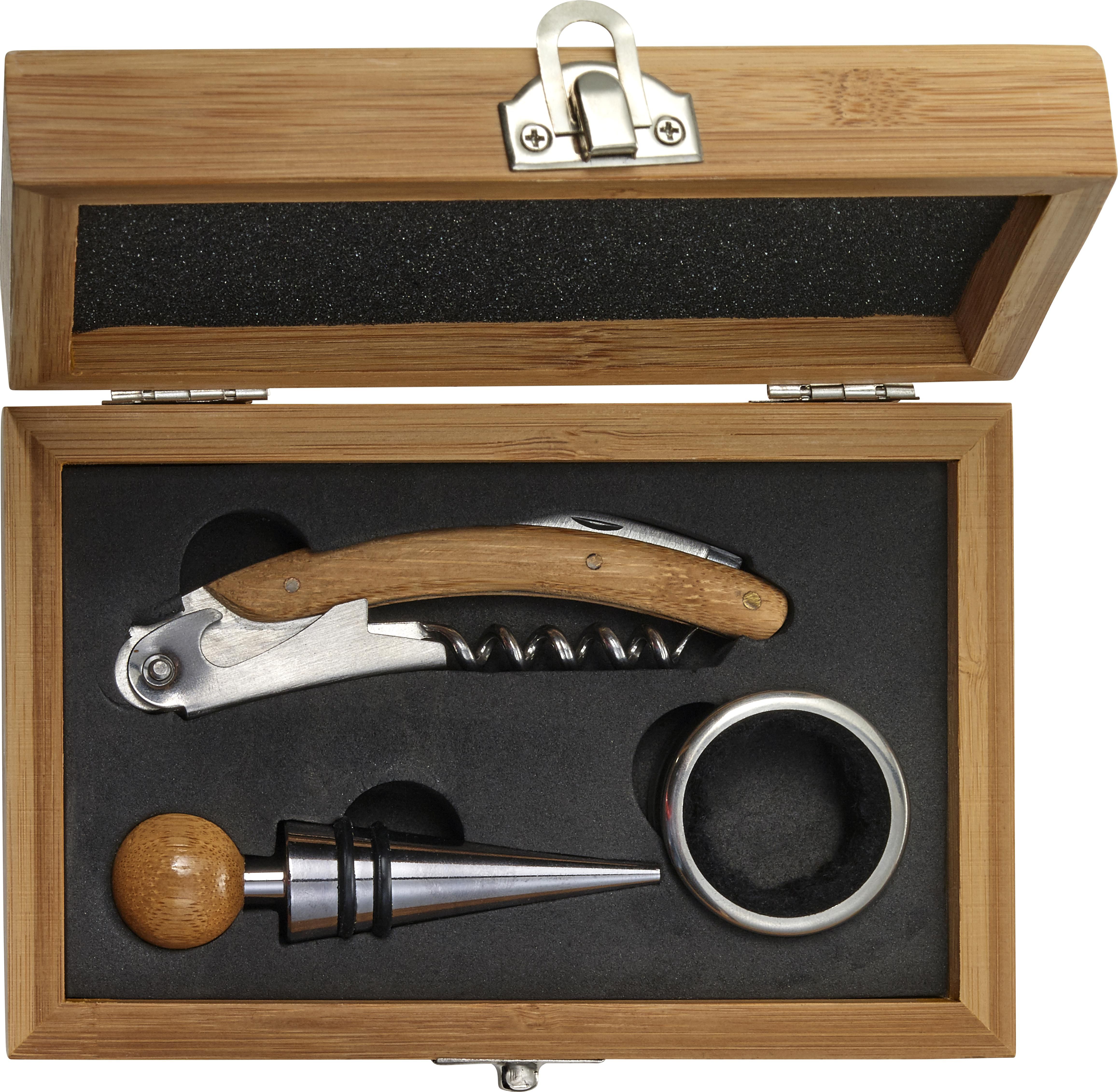 Coffret à vin Leonie – Bambou – 3 pièces, brun
