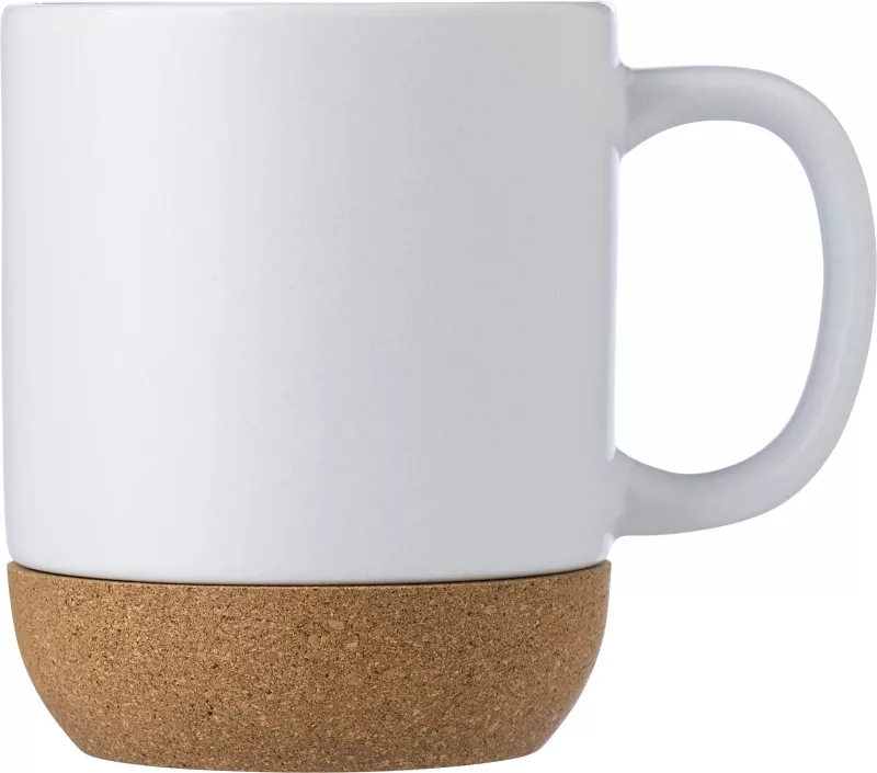 Mug Rosamund – Céramique – Fond liège – 300 ml, blanc