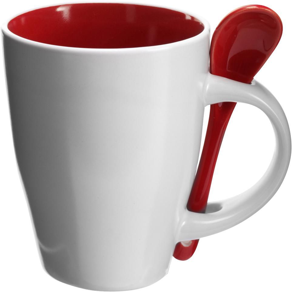Tasse Eduardo – 300 ml – Mit Löffel, rot