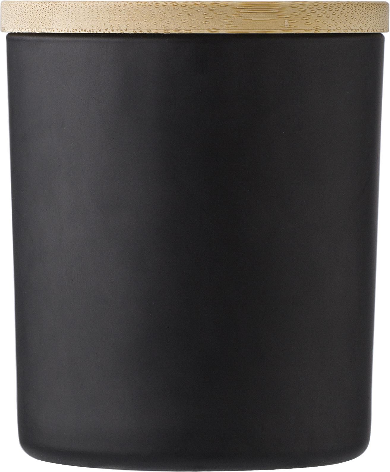 Kerze Josiah – Glas mit Bambusdeckel – Sojawachs – 280 g, schwarz