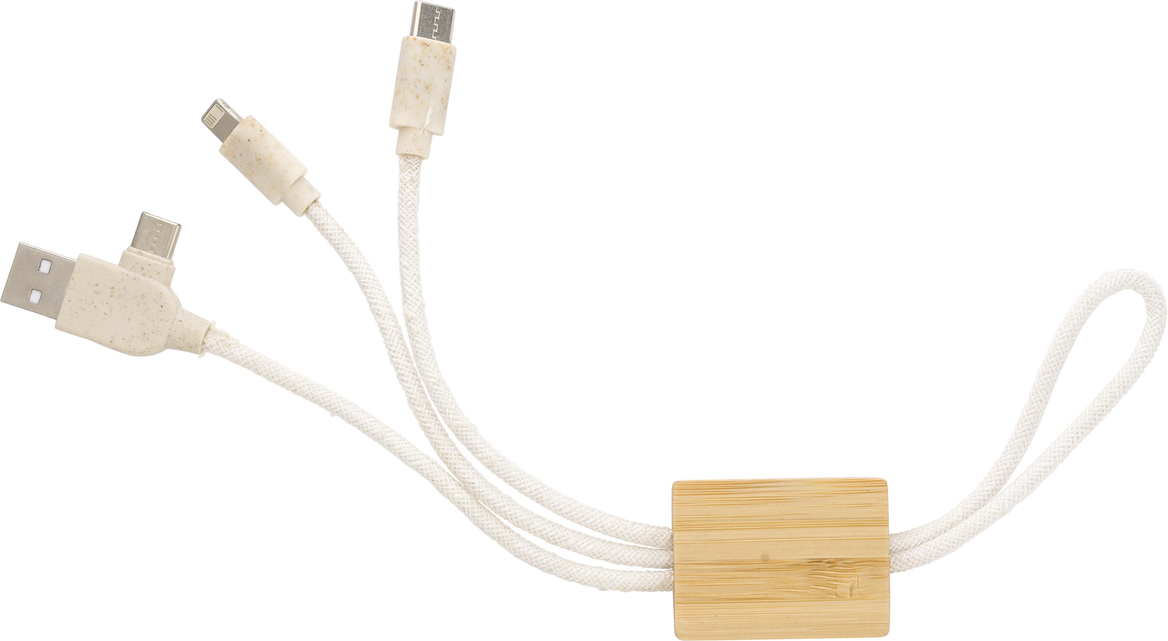 Câble de charge Keegan – Coton – Porte-clés, brun