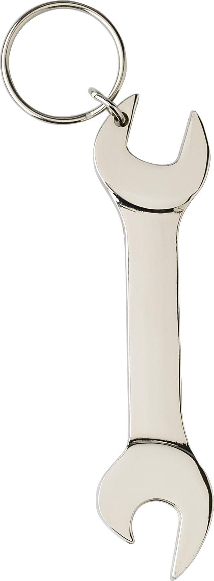 Schlüsselanhänger Gideon – Metall – Schraubenschlüsselform – Flaschenöffner, silber