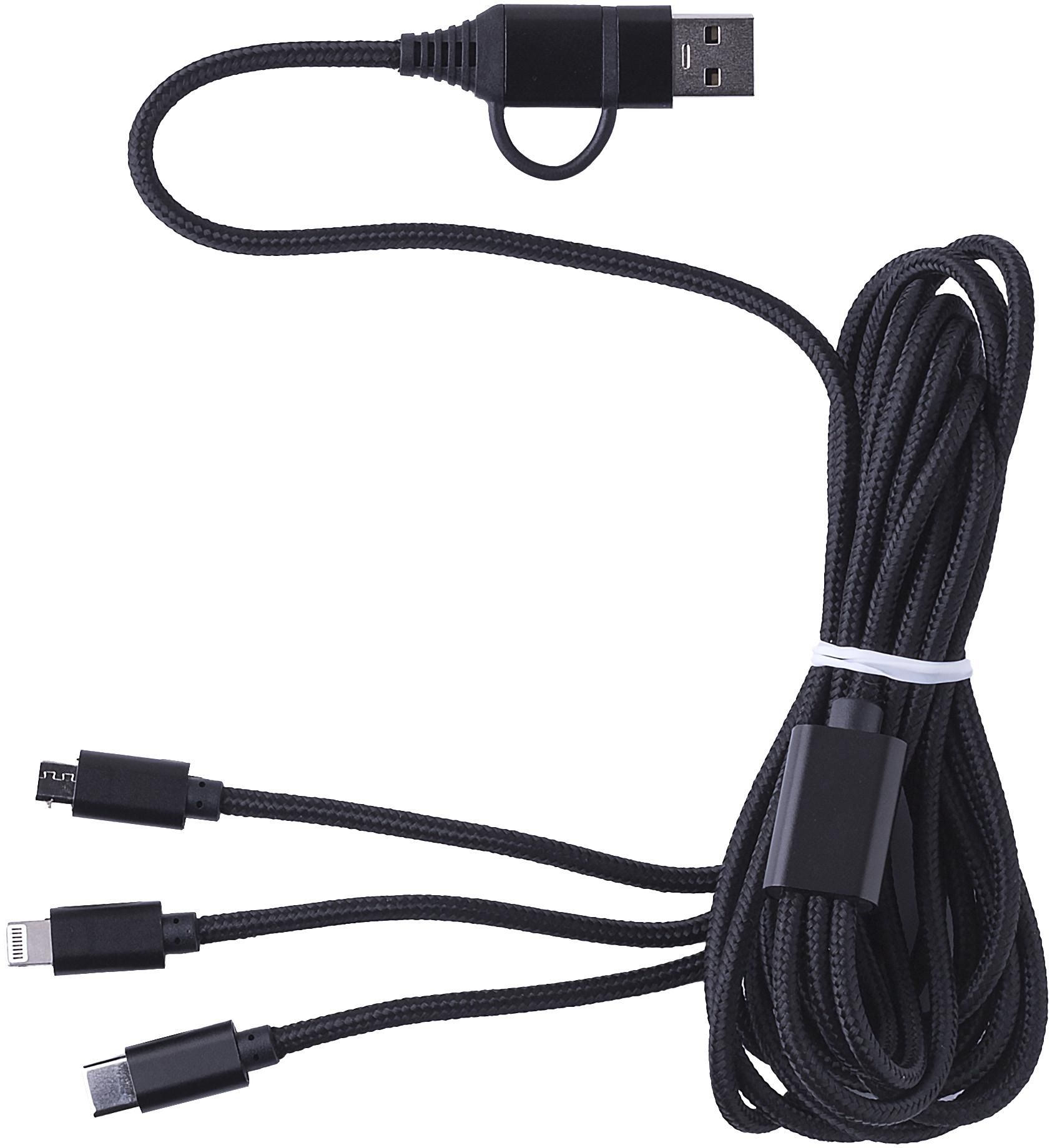 Ladekabel Sable – 4-in-1 – 290 cm, schwarz