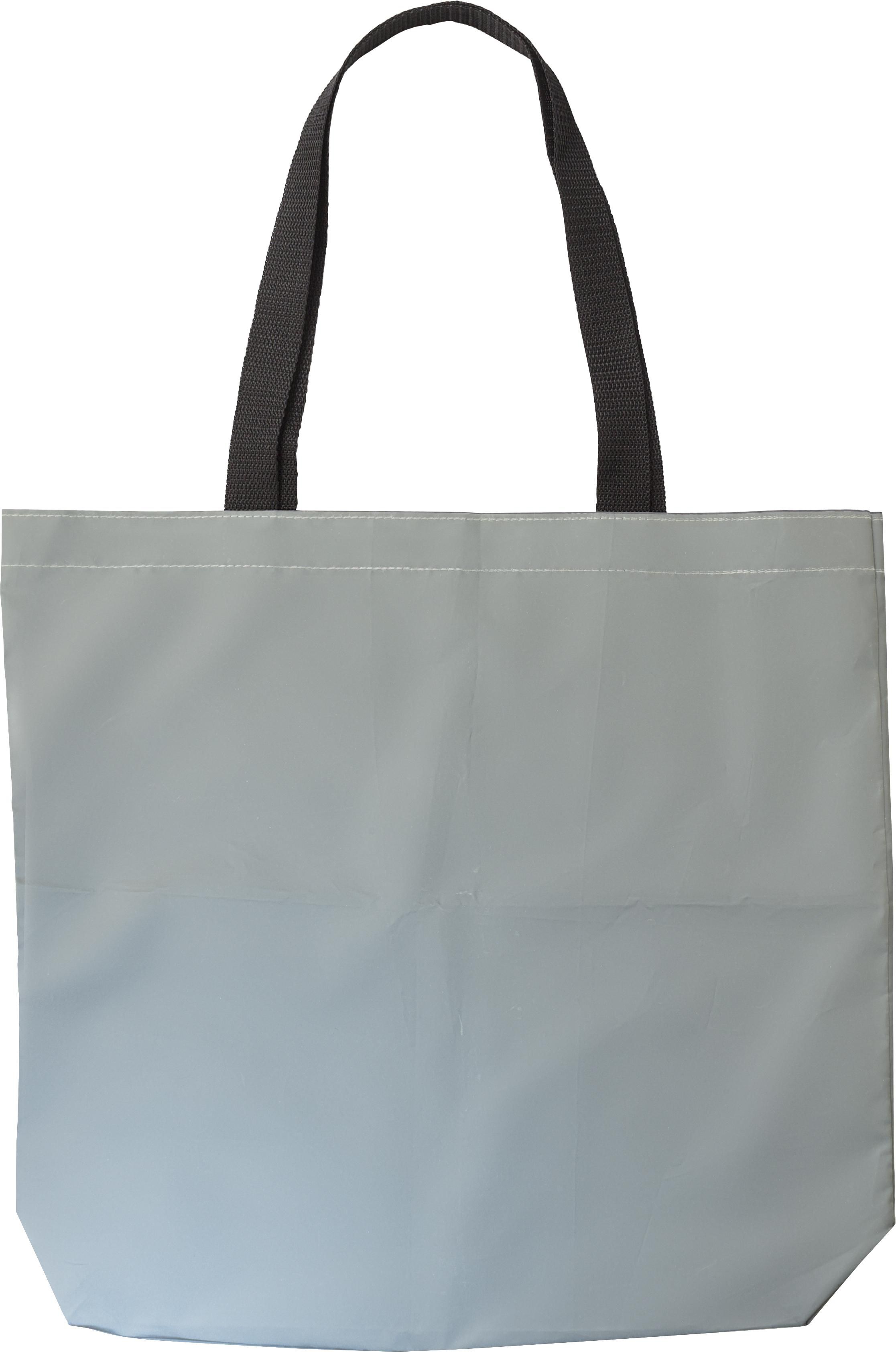 Sac shopping Jordyn – Polyester 100D – Réfléchissant – Longues anses, argenté