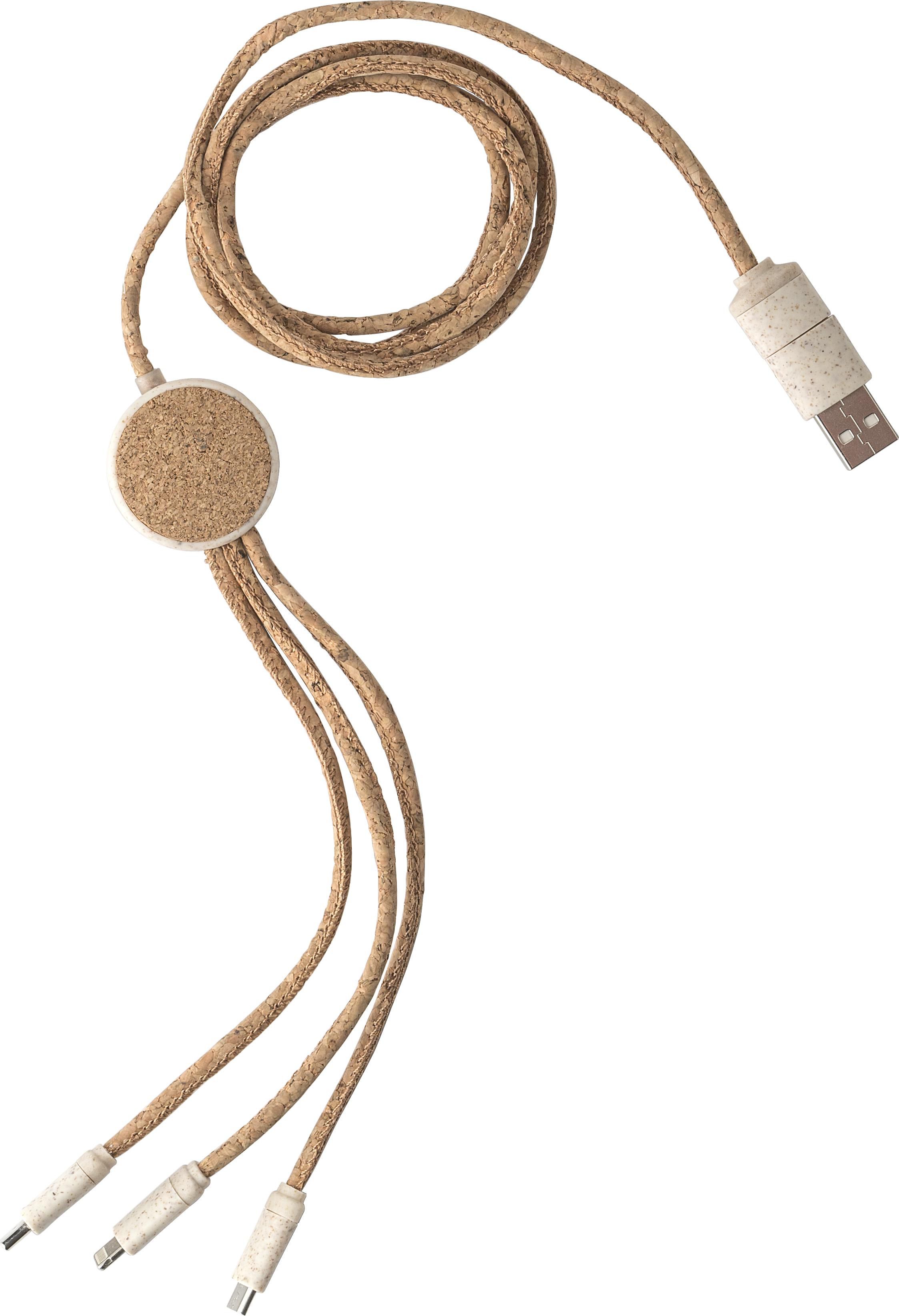 Charging cable – Cork – 4-in-1 – 1.20 m, brown