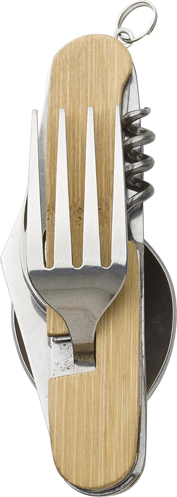 Cutlery set Ainsley – Bamboo – 6-in-1, brown