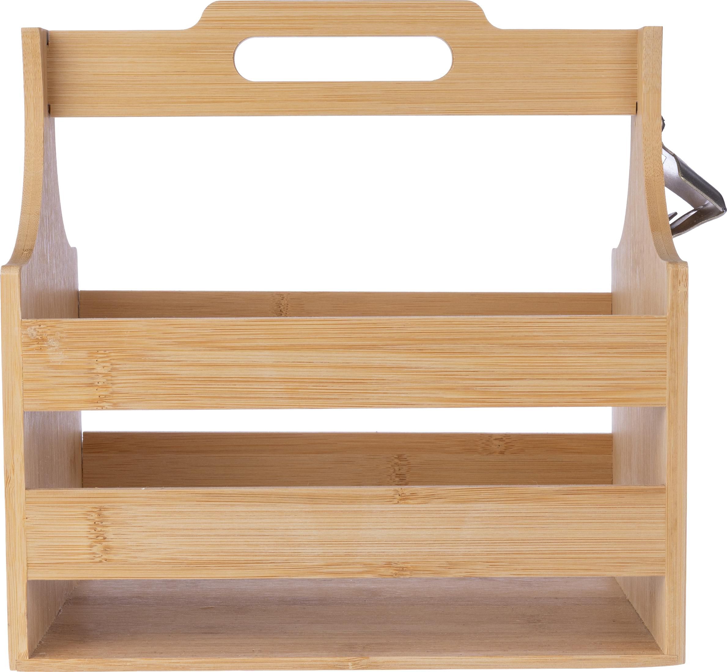 Bottle holder Hans – Bamboo – With opener, brown