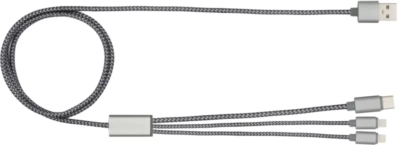 BrandCharger charging cable Trident 2+ – 3-in-1, gun metal