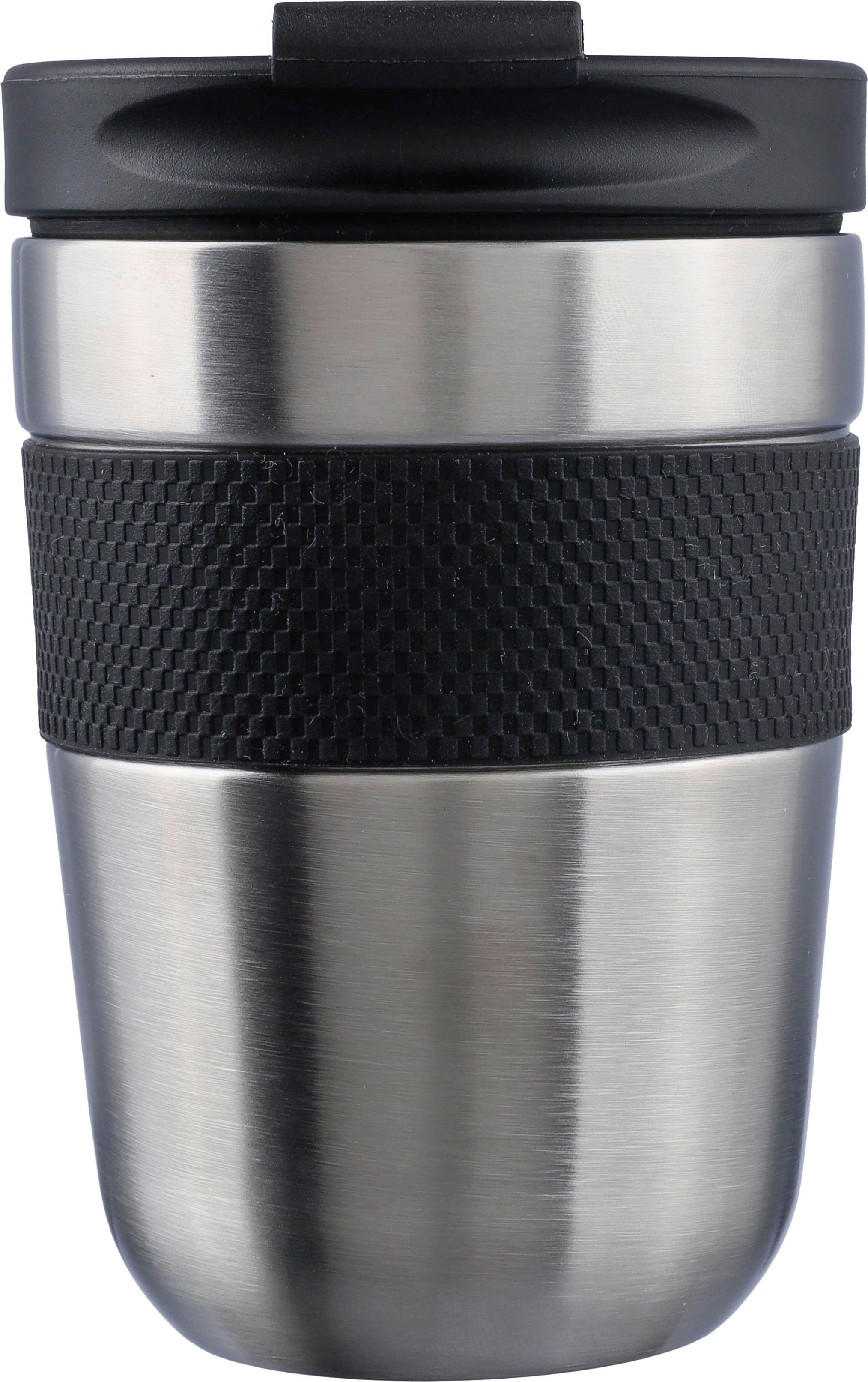 Trinkbecher Keith – Edelstahl – 300 ml – Silikongriff, schwarz/silber