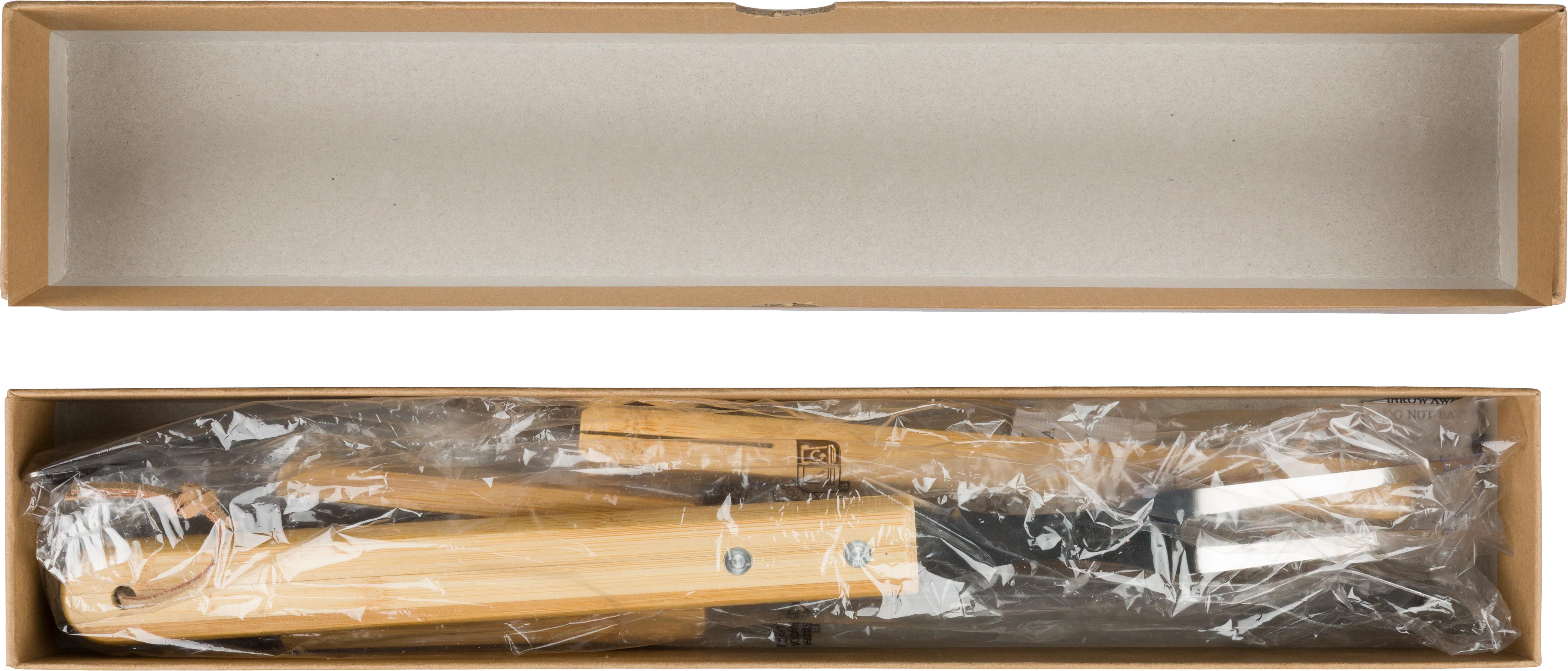 Grillset Kaitlyn – Edelstahl – 3 St. – Holzgriffe, braun