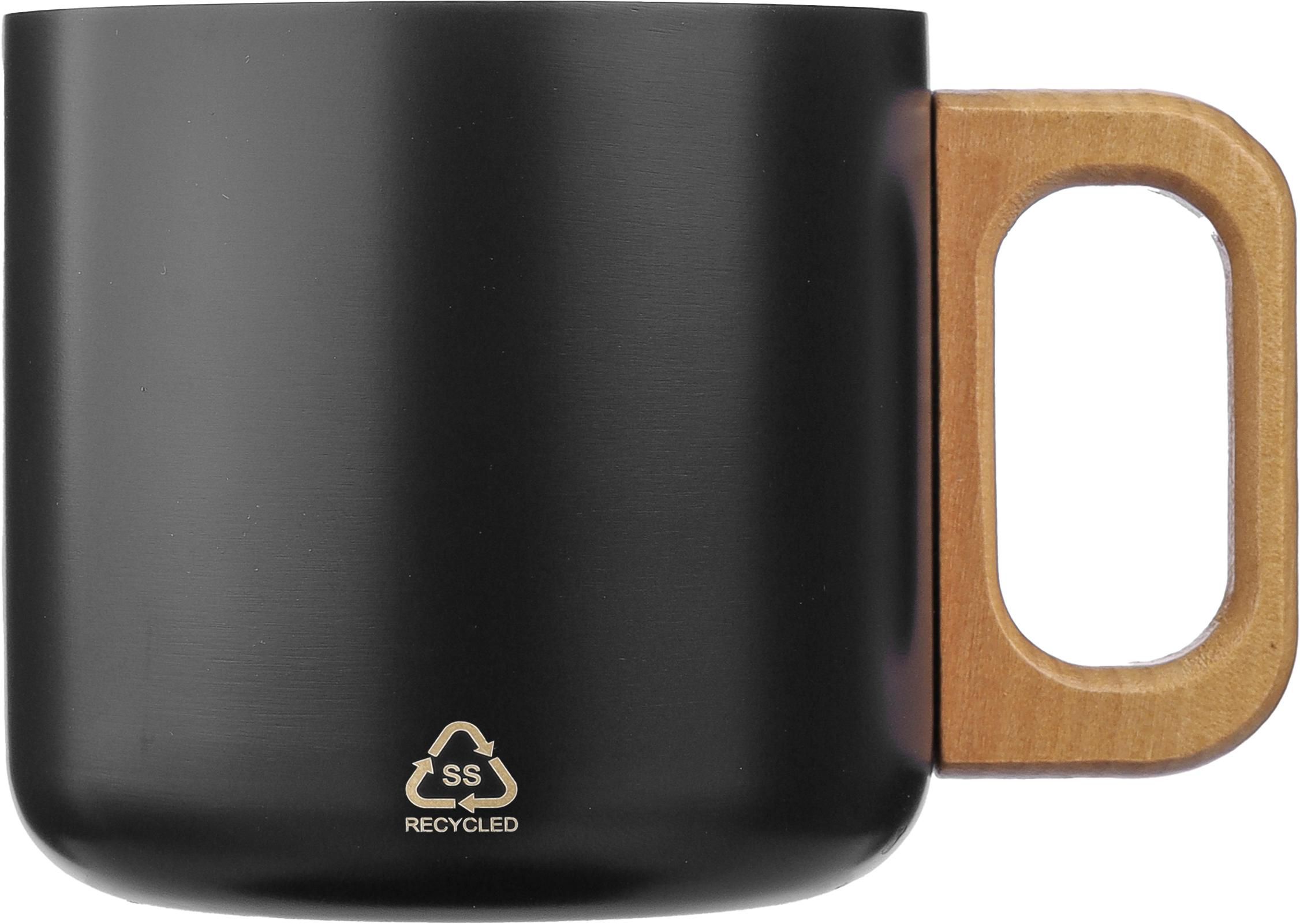 Mug Dwight – Stainless steel – Wooden handle – 400 ml, black
