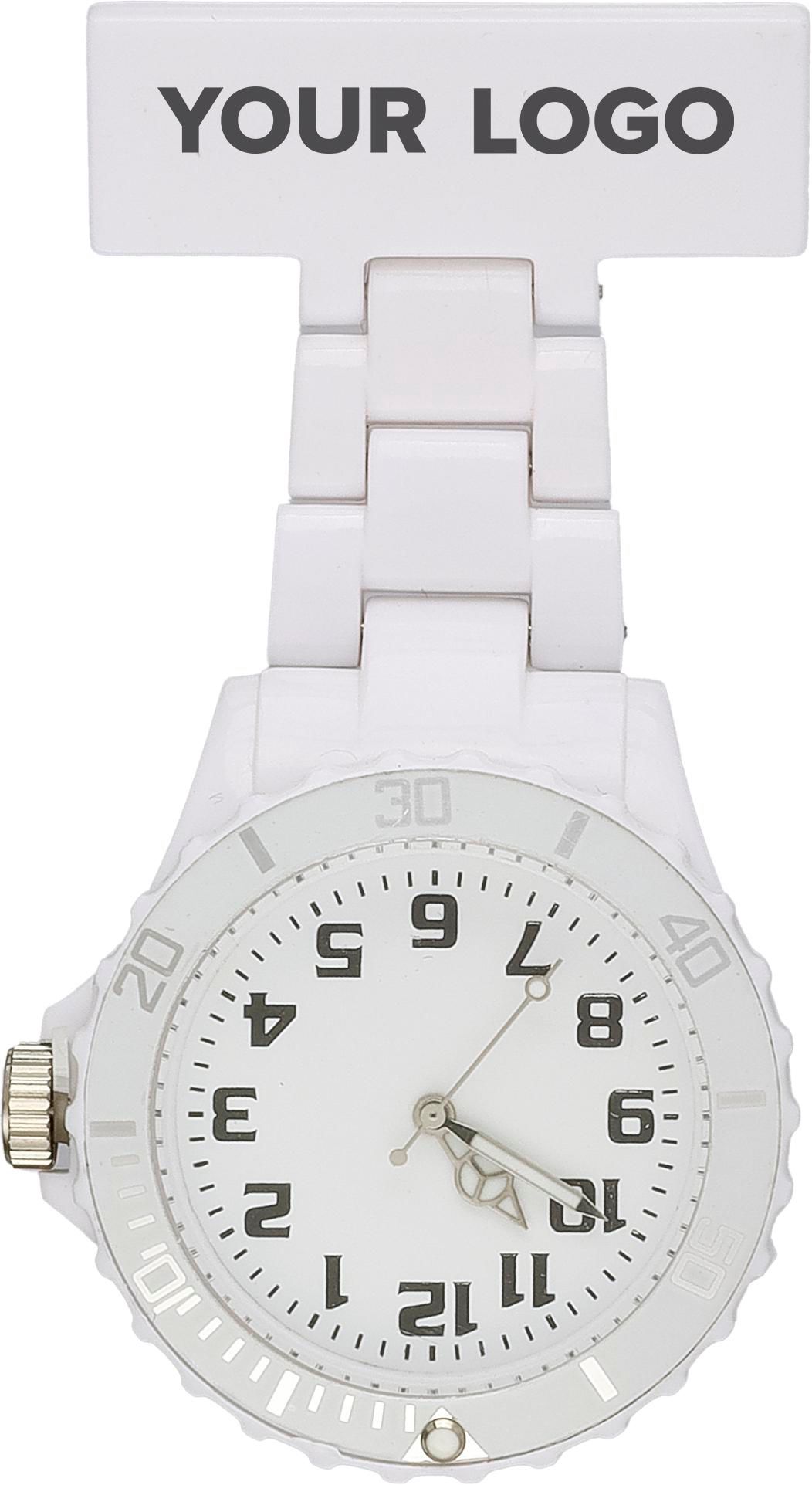 Nurse watch Simone – Plastic – Pin, white