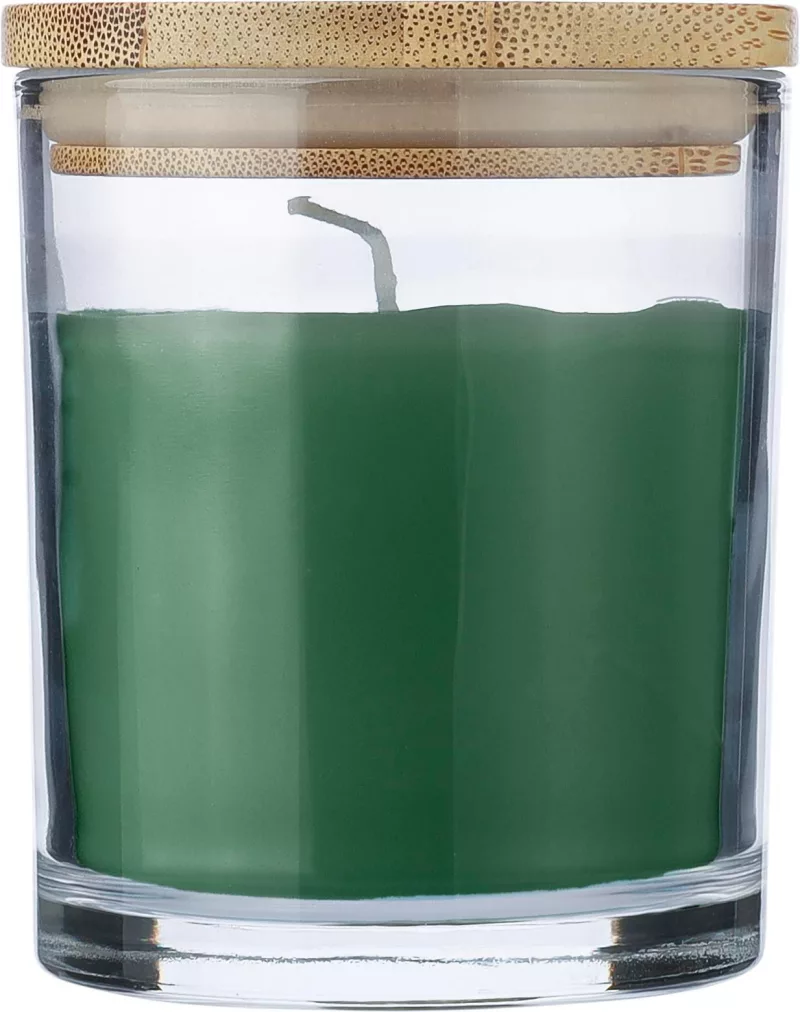 Bougie Riven – Verre avec couvercle bambou, vert