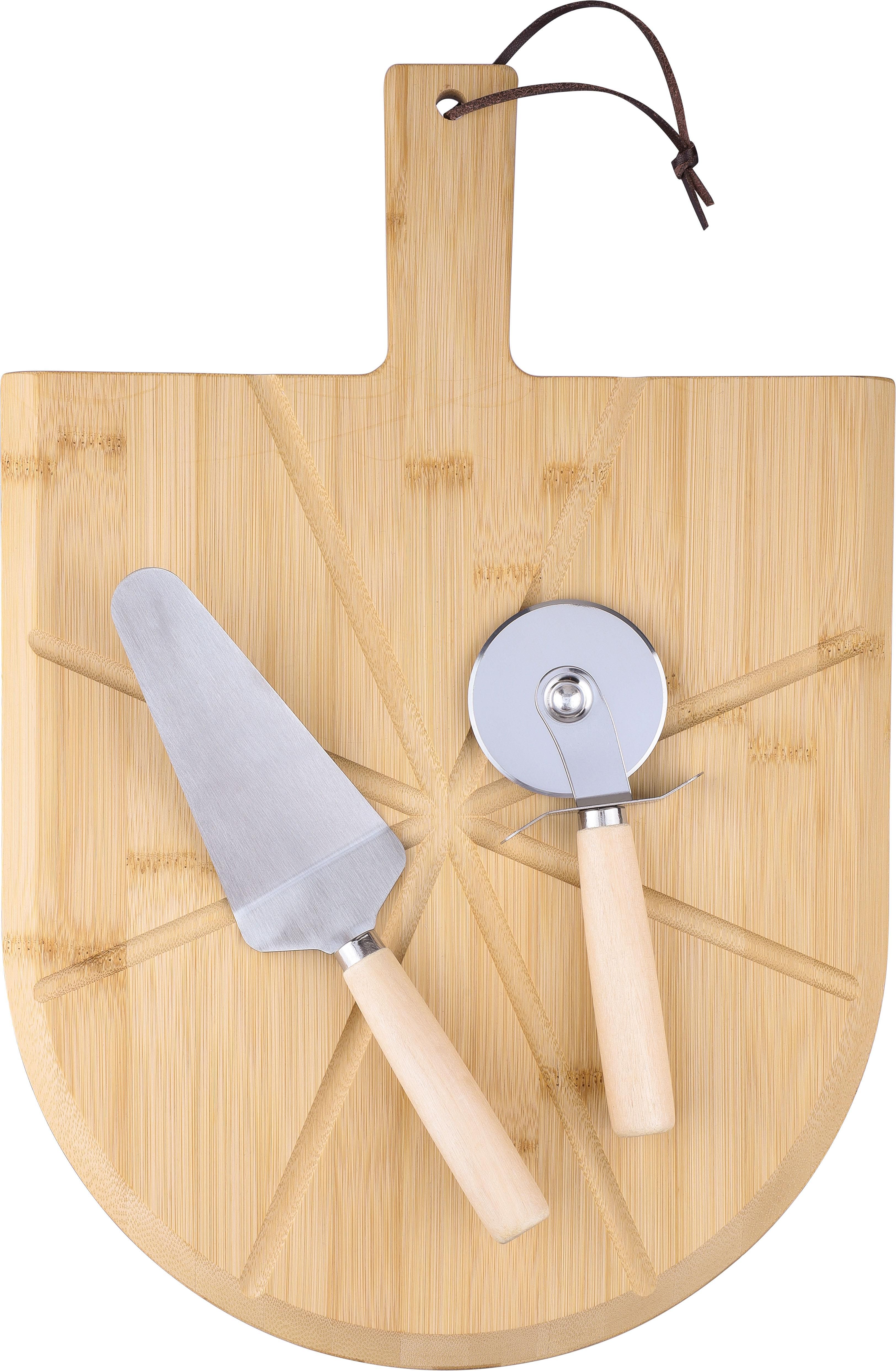 Pizza board Vale – Bamboo – With cutter and spatula, brown