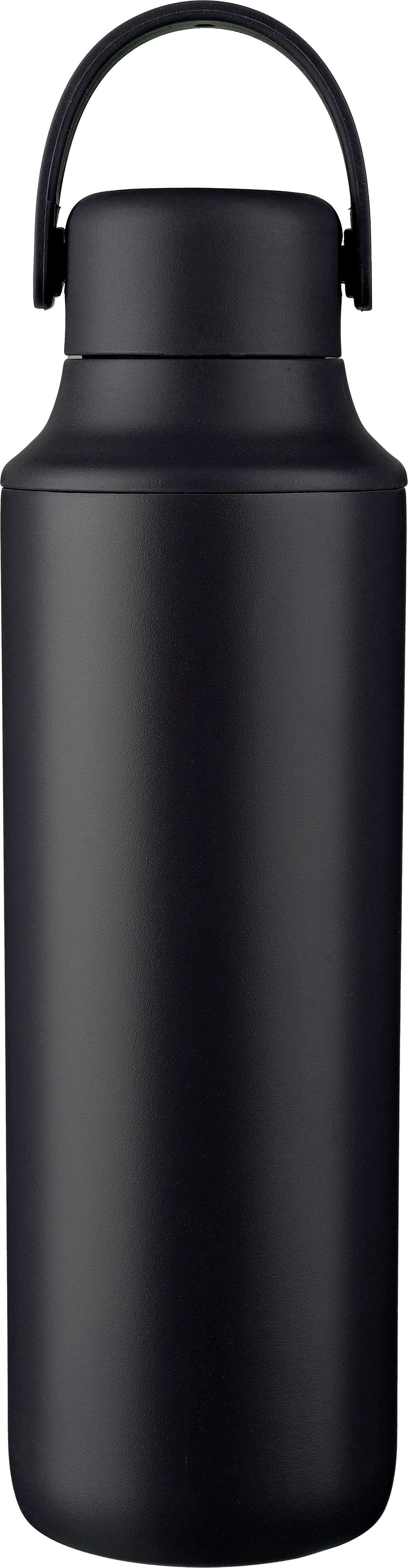 Doppelwandige Flasche Omari – 500 ml – Zwei Deckel, schwarz