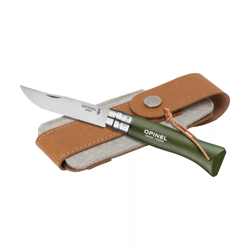 Opinel Colorama No 08 pocket knife – With belt pouch, green