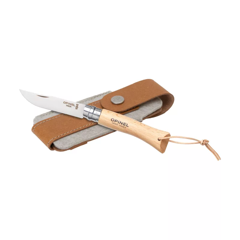 Opinel Inox No 07 Taschenmesser – Mit Gürteletui, braun