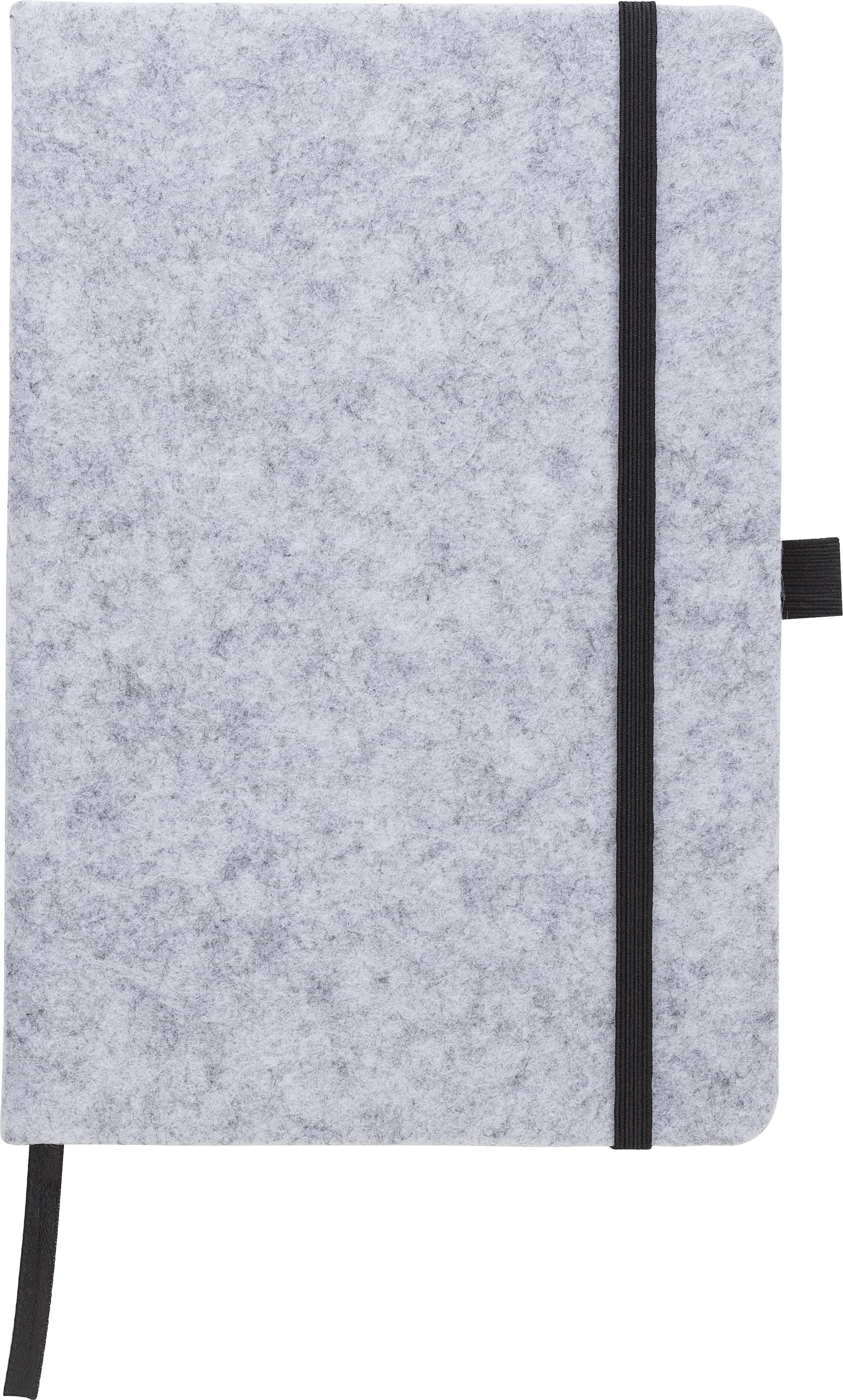 Notebook Harper – FSC® Mix paper – Felt – A5 – Lined, grey