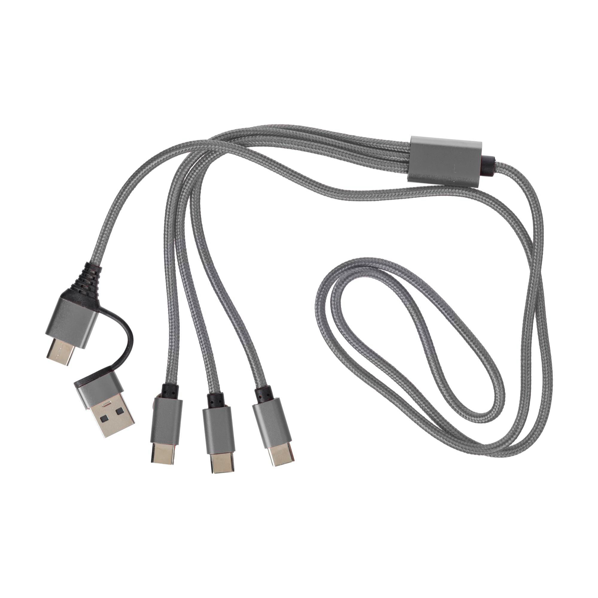 Ladekabel Hexa – 6-in-1, silber