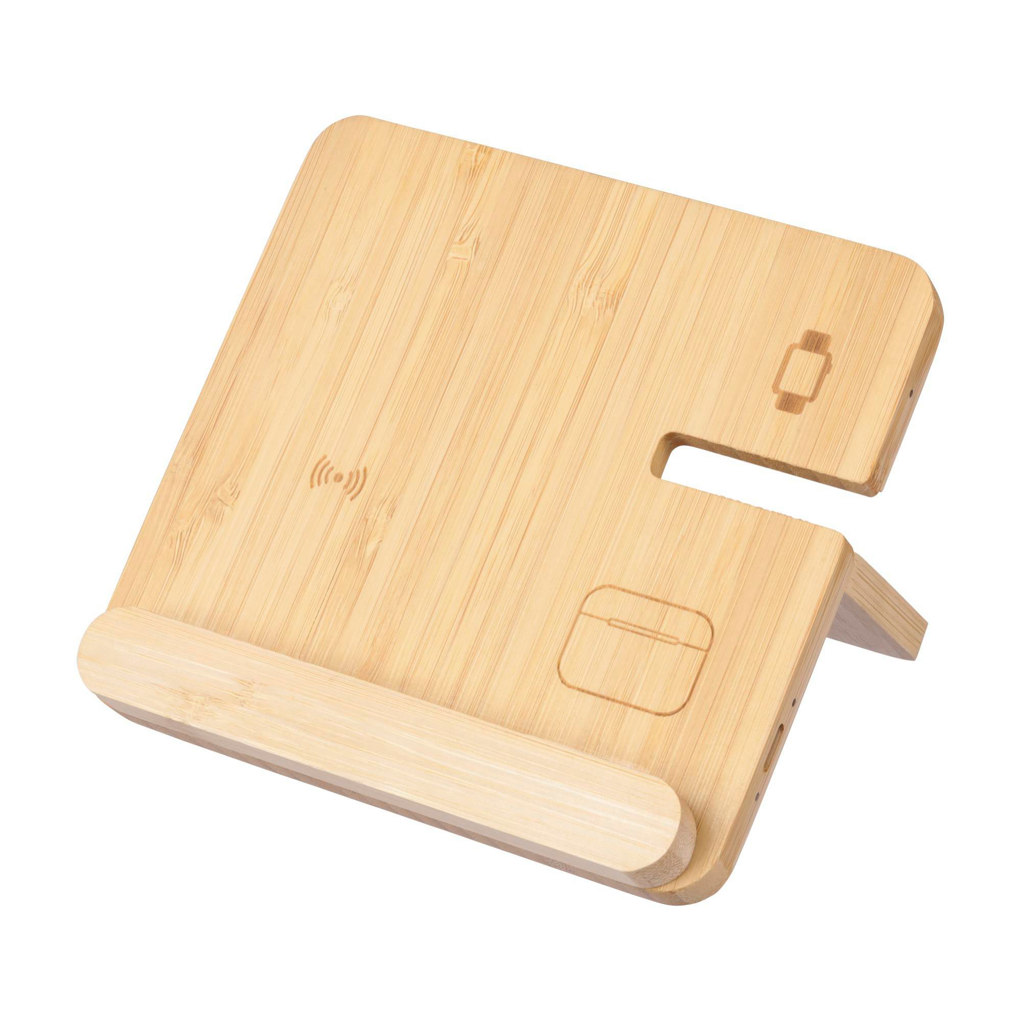 Wireless charger Tribu – Bamboo – 3-in-1, brown