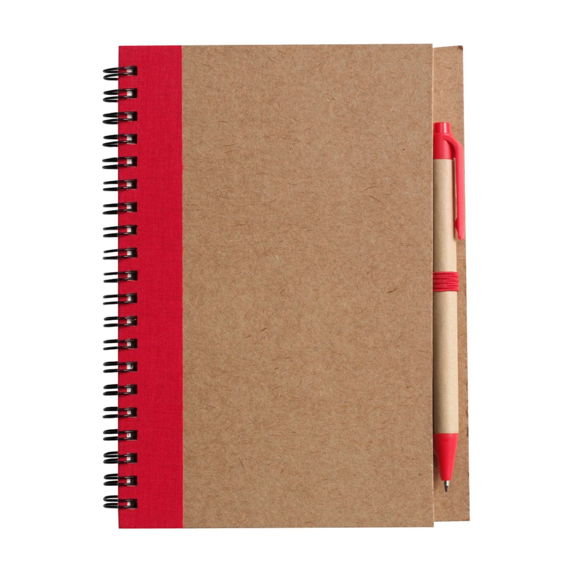 Carnet Stella – Carton – Ligné – Avec stylo bille, rouge
