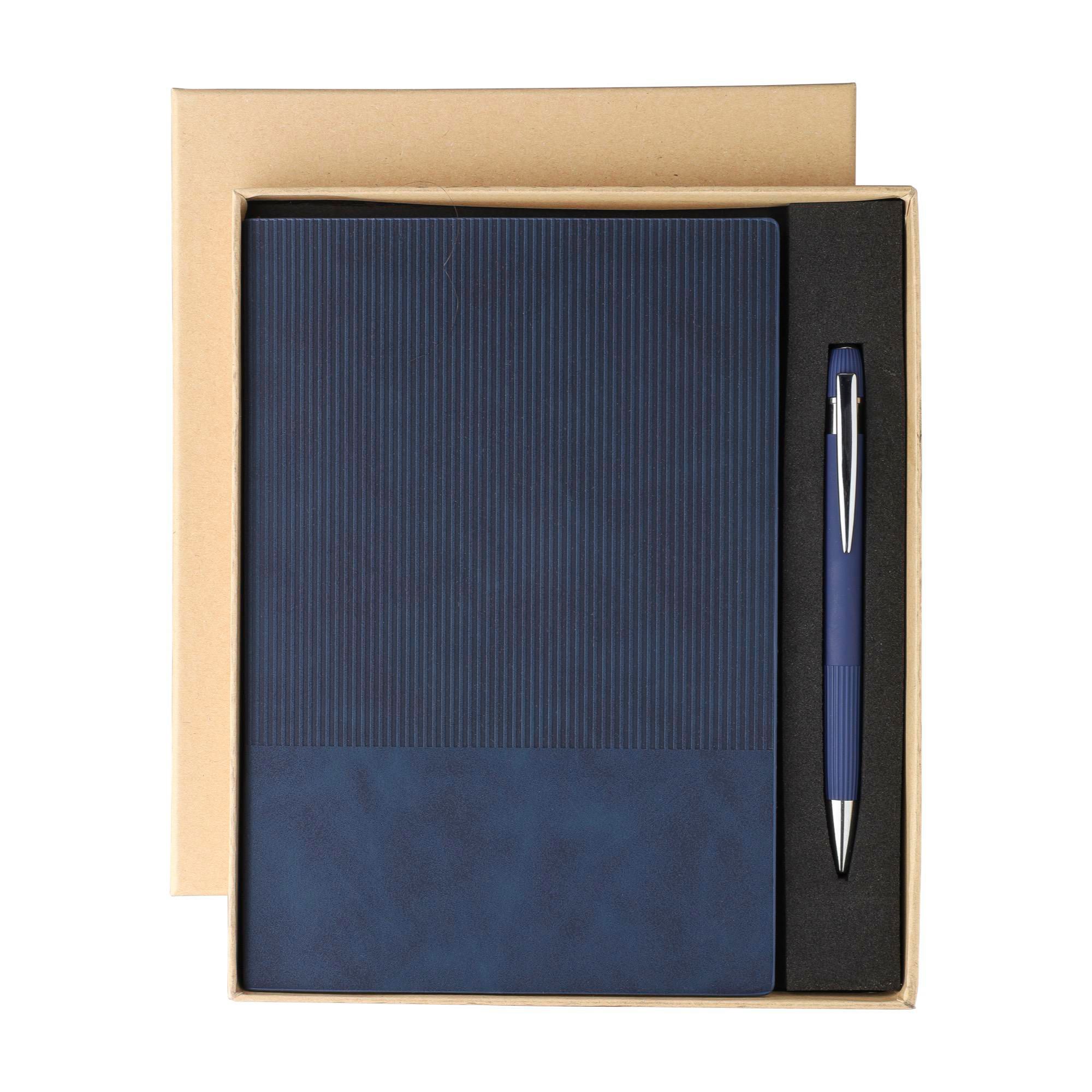 Notebook set Tarek – Synthetic leather – A5 – With ballpen, blue