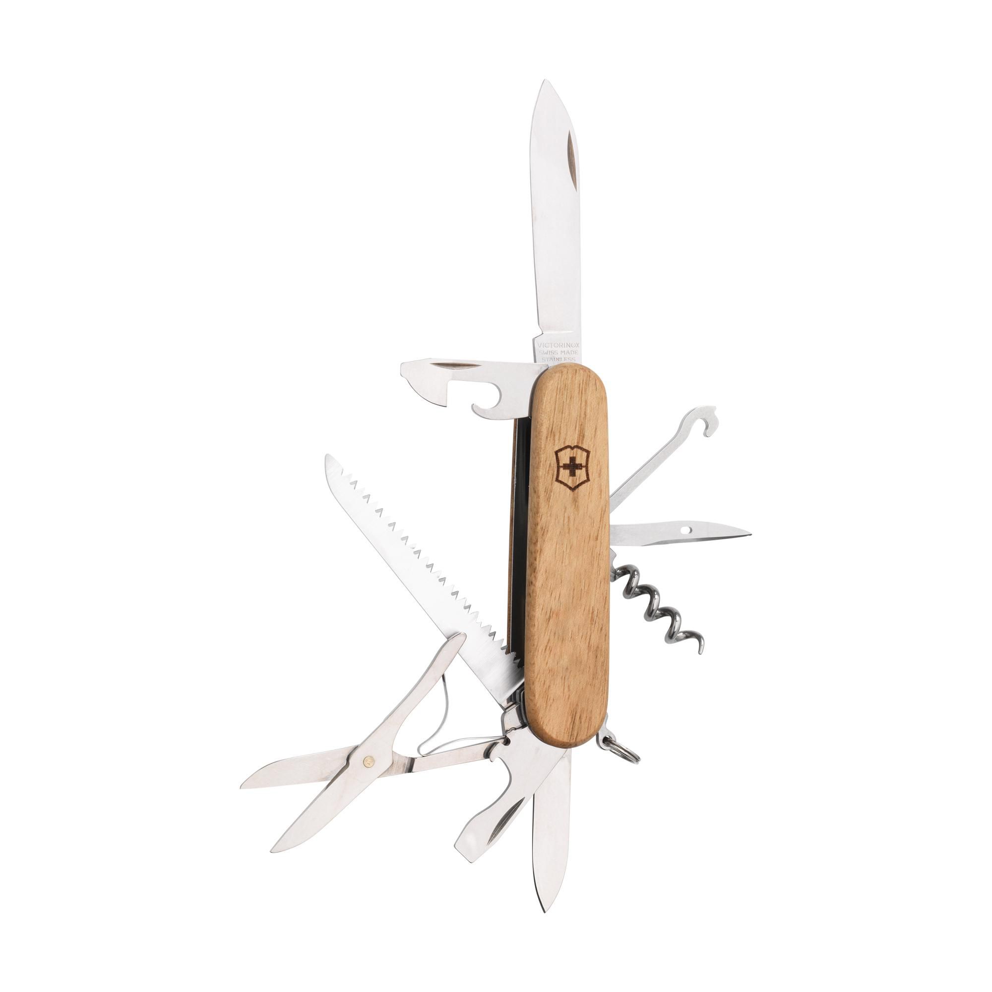 Victorinox Taschenmesser Huntsman Wood – Geschenkbox – 13 Funktionen, braun