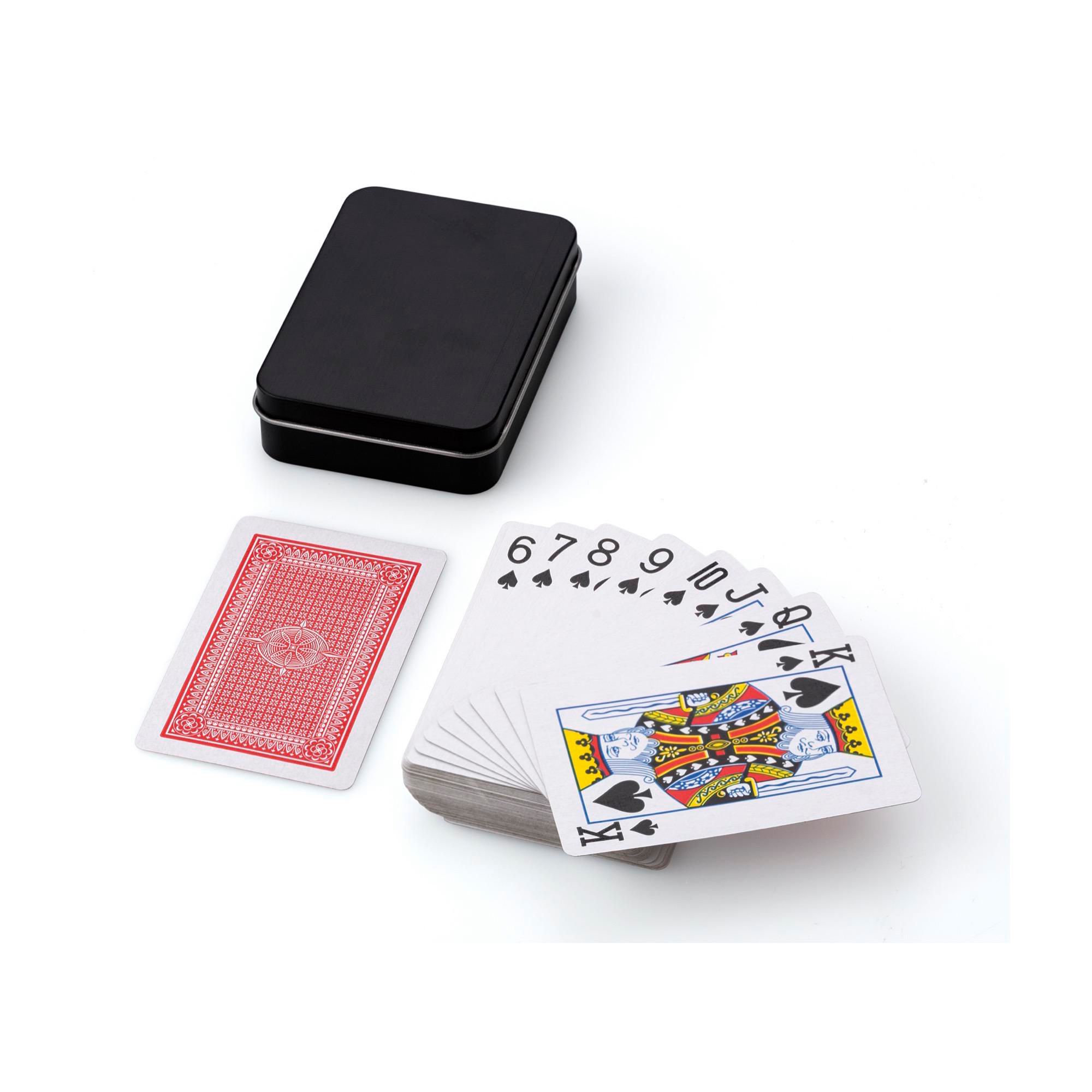 Set de cartes à jouer Nathan – Boîte métallique, noir