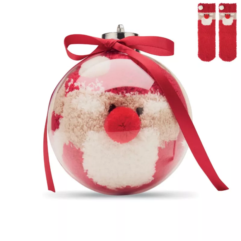 Weihnachtsbaumkugel mit Socken, Rot