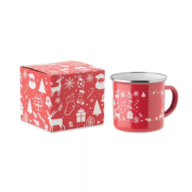 Christmas enamel mug 300ml, Red