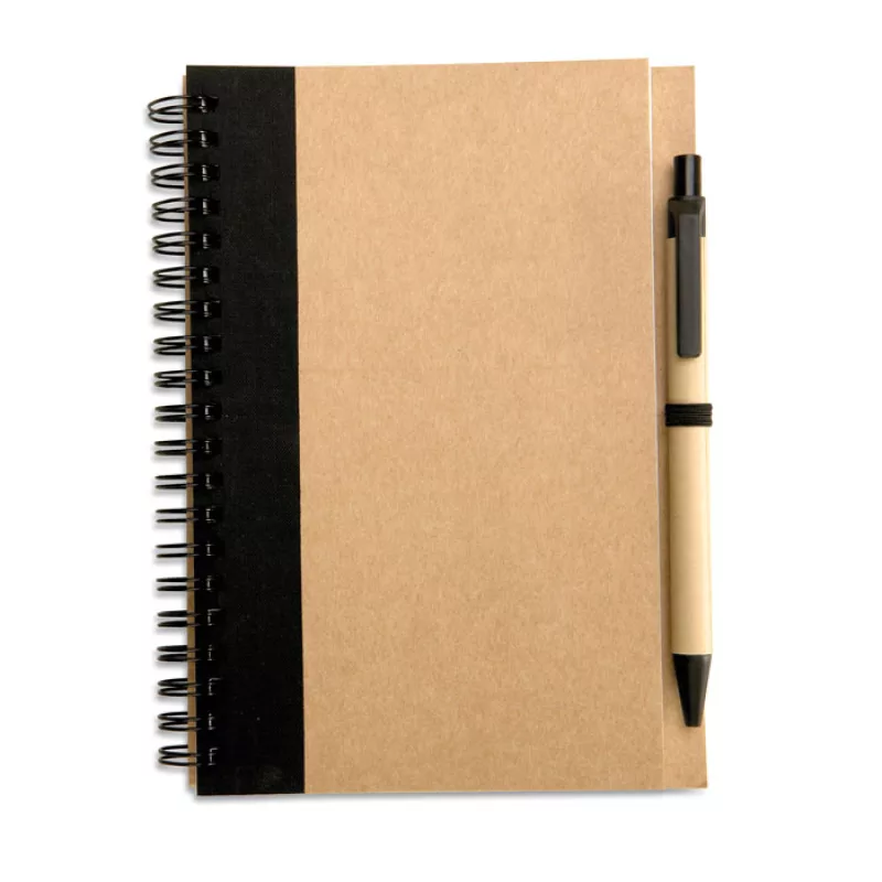 B6 recycled notebook with pen, Black