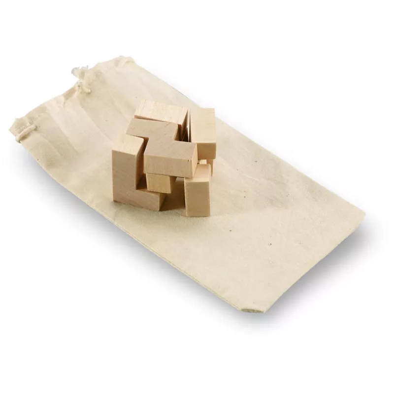 Holzpuzzle im Baumwollbeutel, Holz