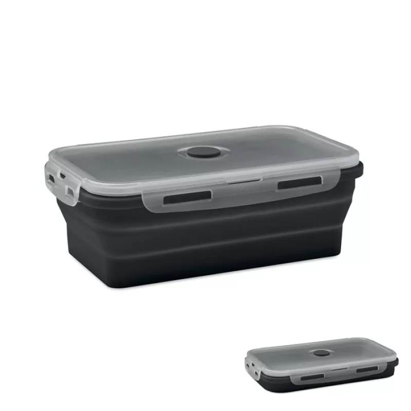 Collapsible silicone lunch box, Black